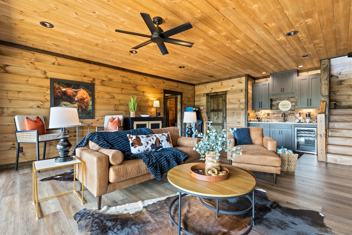 Wood textures meet modern fun.