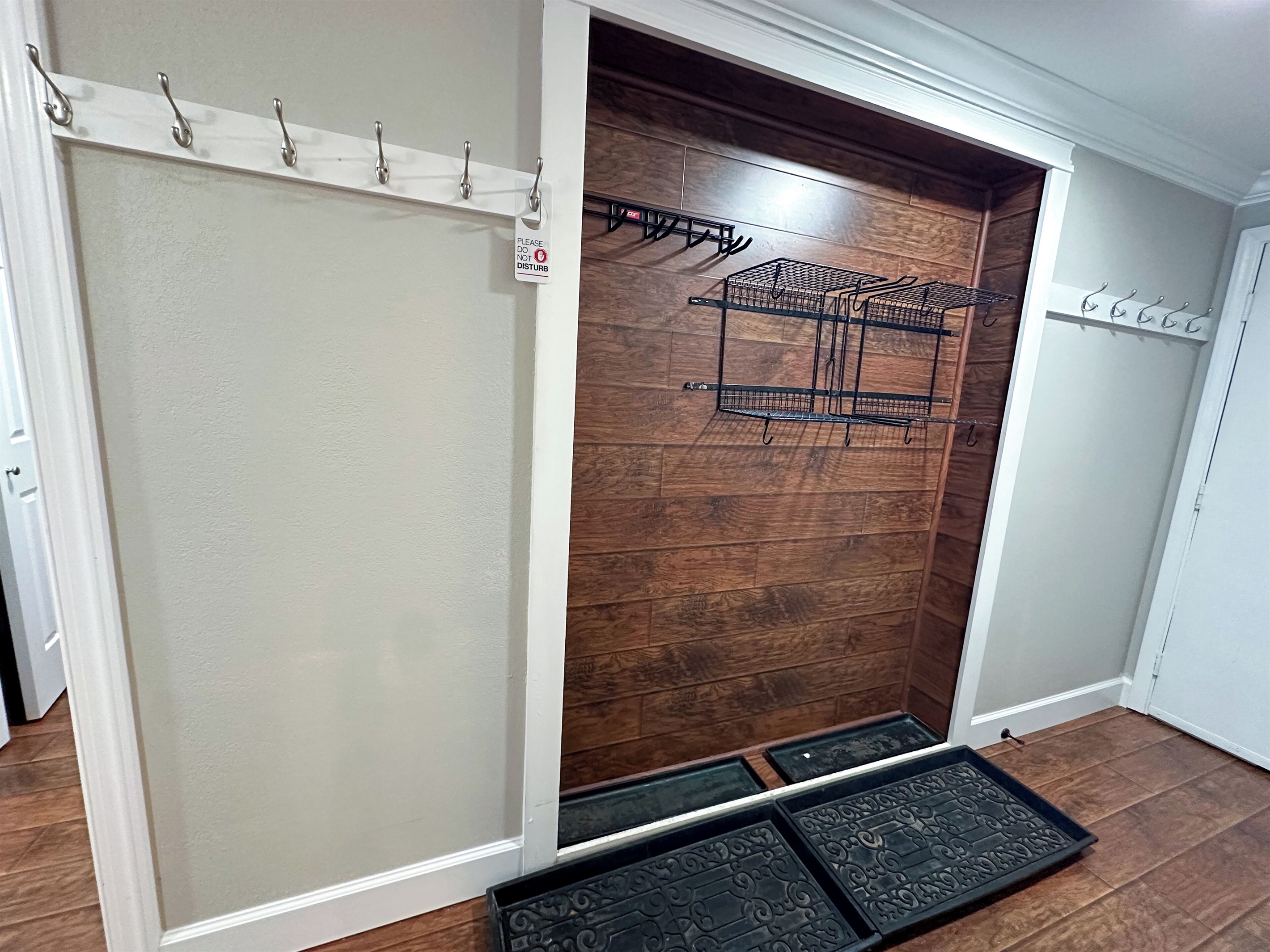 Ski racks, boot trays and plenty of hooks for your ski gear