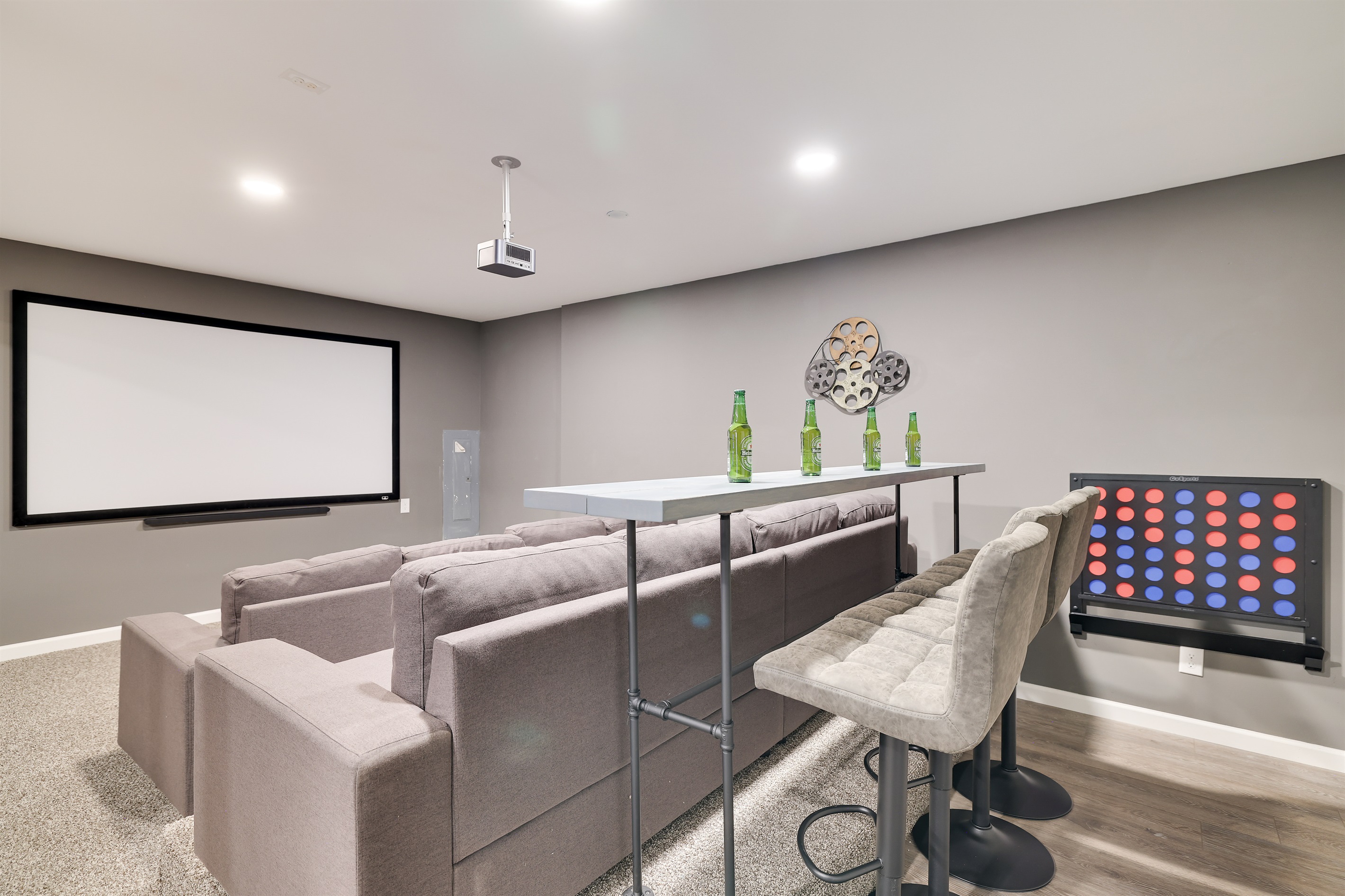 Take a break from the beautiful outdoors and enjoy a fun movie night with your loved ones.