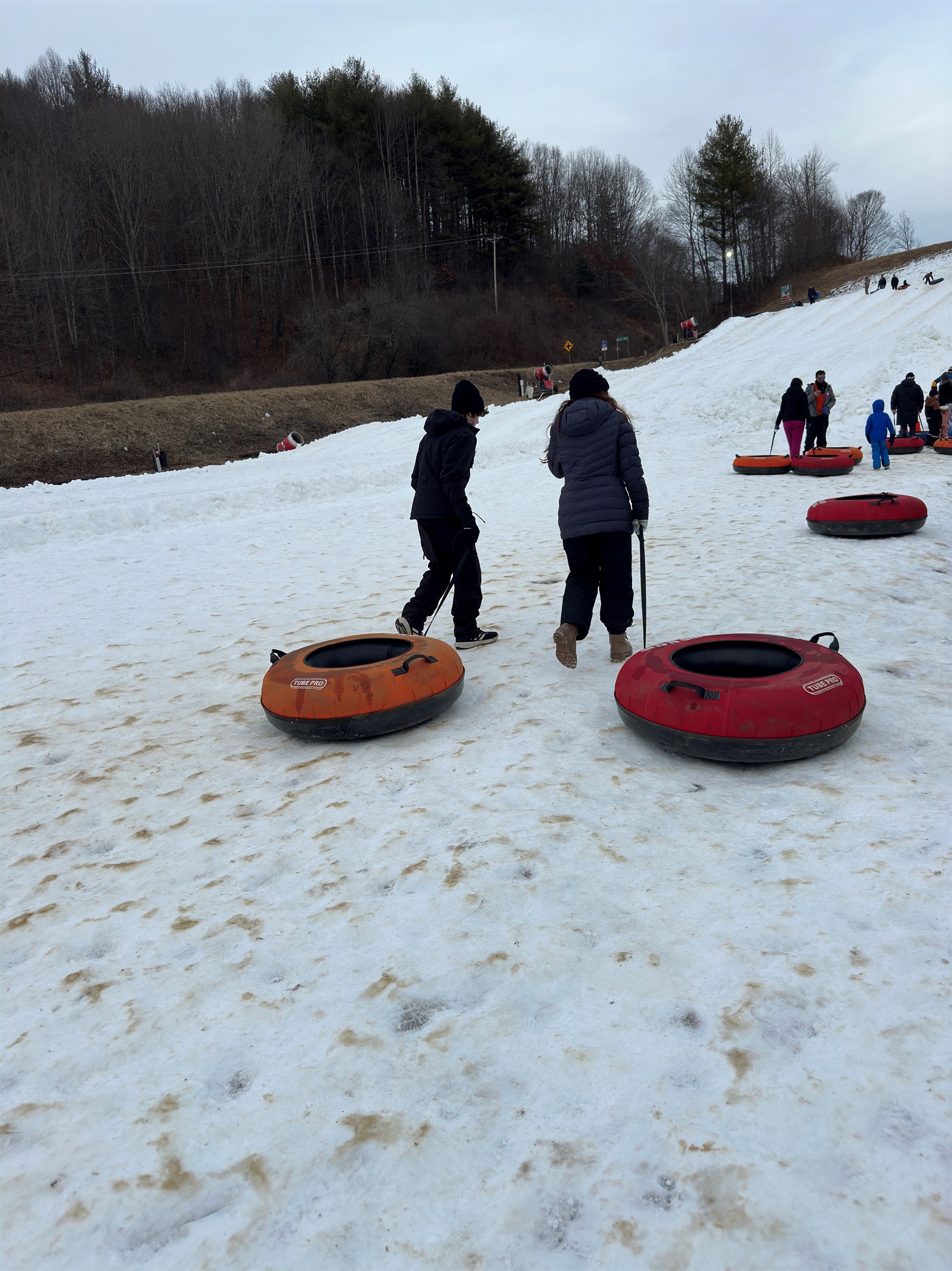 Snow Tubbing at the near by Zip N Slip Snow Tubing park