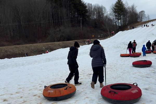 Snow Tubbing at the near by Zip N Slip Snow Tubing park