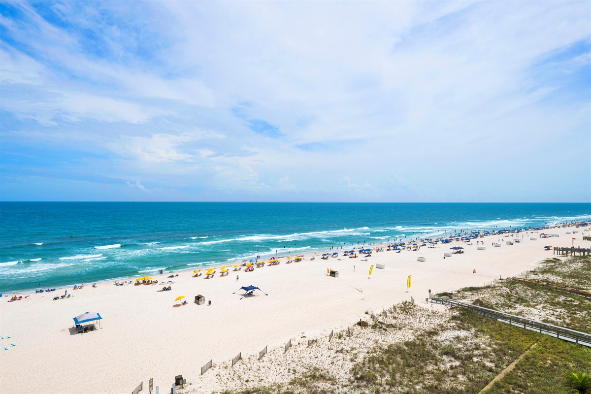 View of beach from balcony