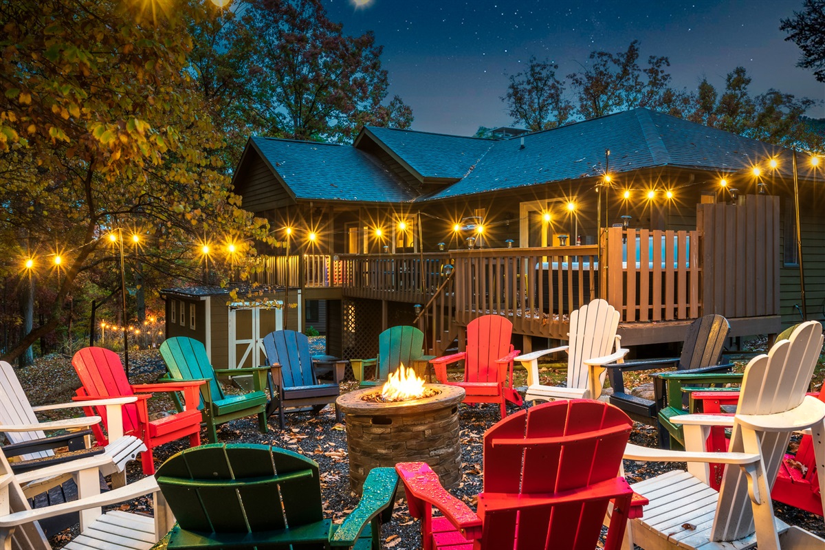 Where the best conversations happen. Cozy nights, crackling fire, and room for the whole crew to gather under the stars.