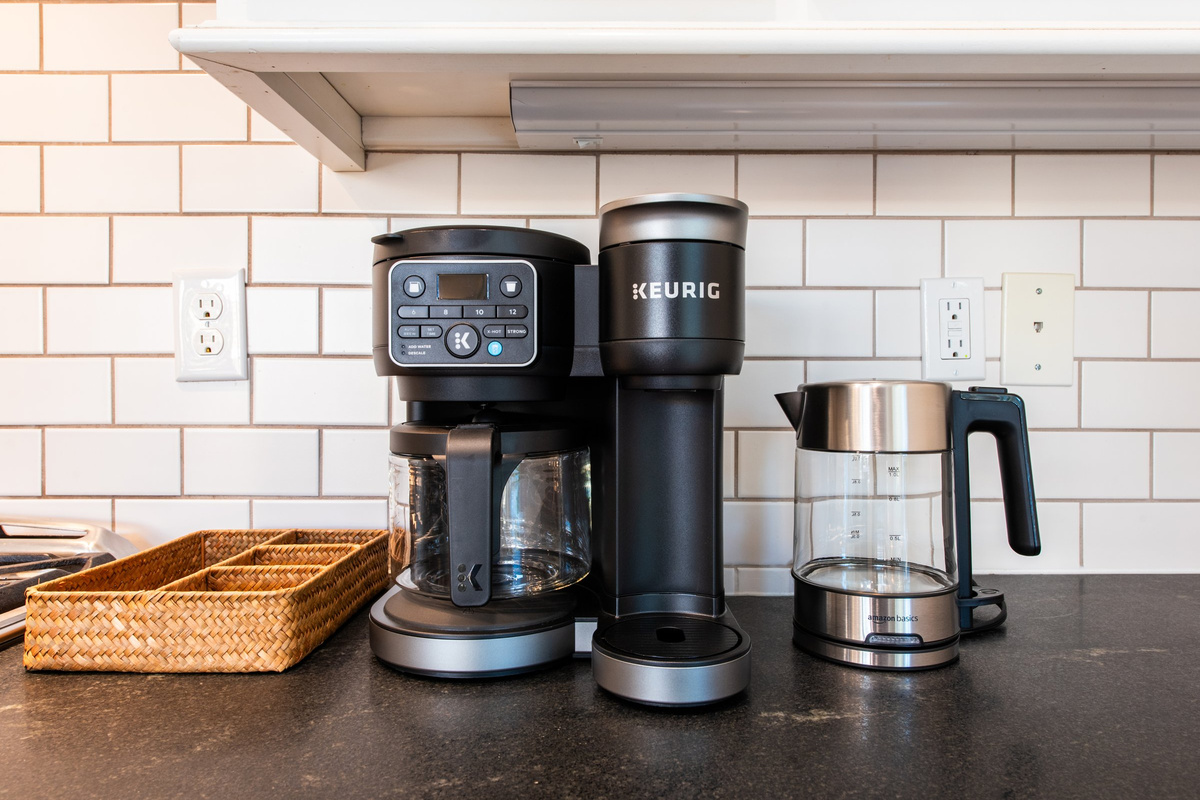 Start your morning right with a drip coffee maker, Keurig, and electric kettle.