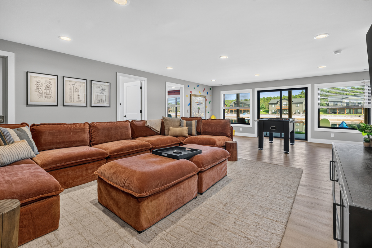 Downstairs living area with smart tv and games
