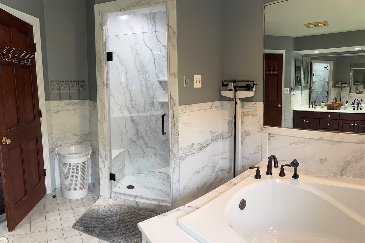 Master Bathroom with new beautiful shower and Wayne's coating