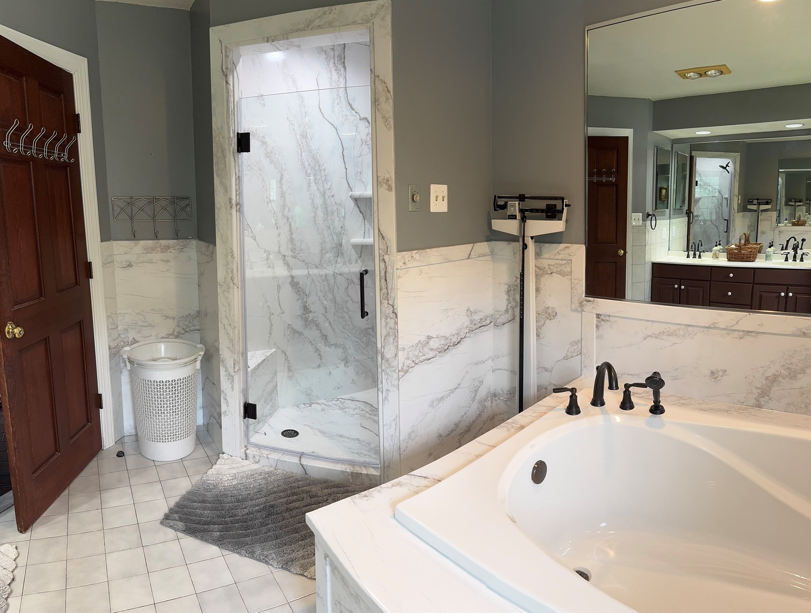 Master Bathroom with new beautiful shower and Wayne's coating