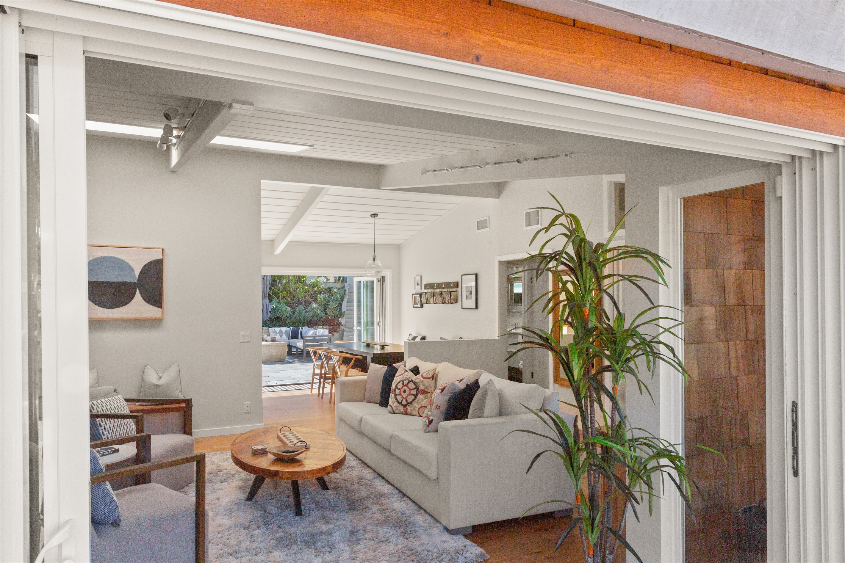 View from the front deck into the living room