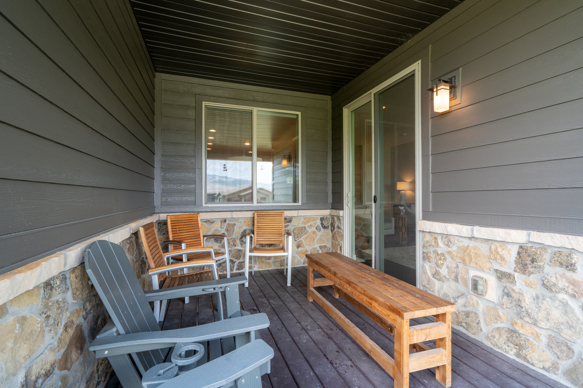 A comfortable outdoor retreat just steps from the living room.