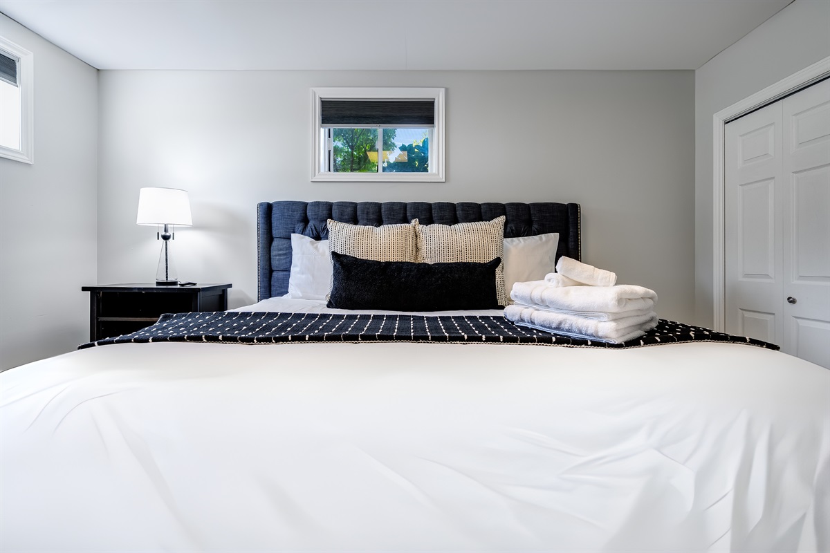 A King bed, and space to rest, reflect, and renew.