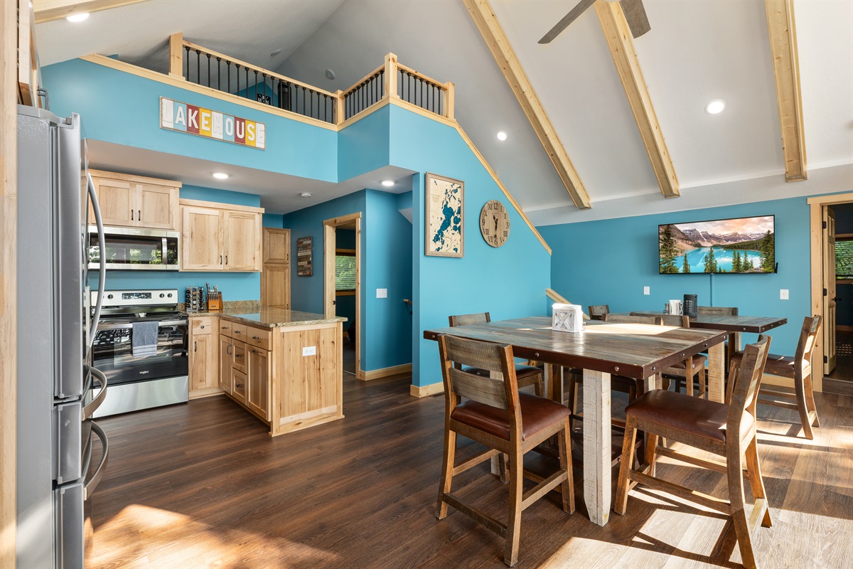 Another view of our kitchen and loft.