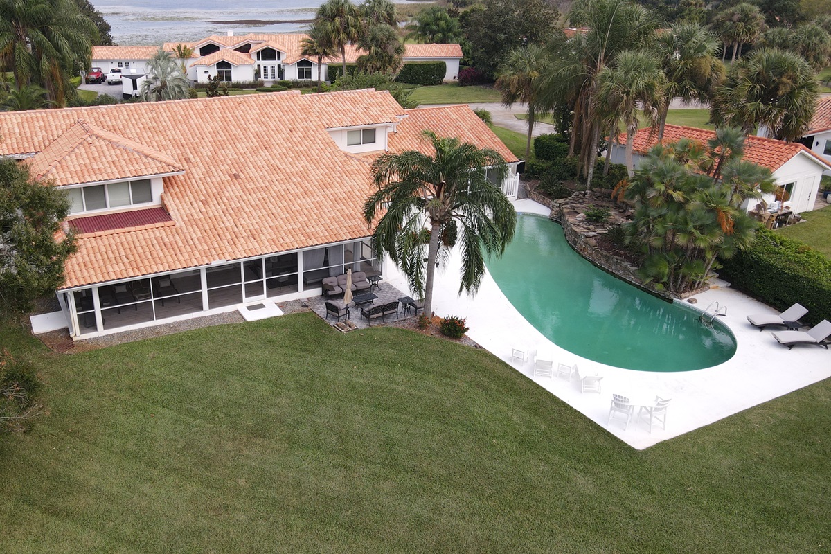Drone view from backyard