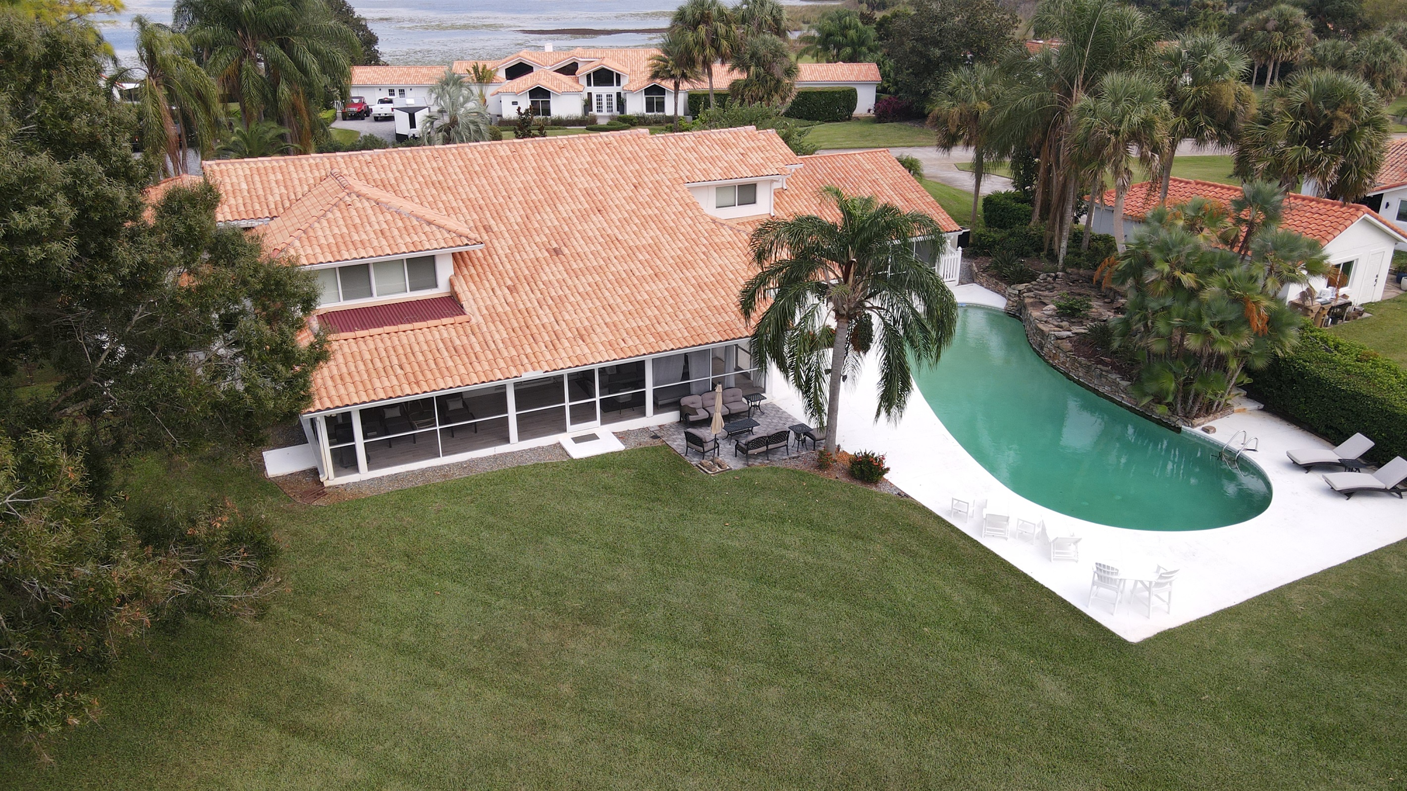 Drone view from backyard