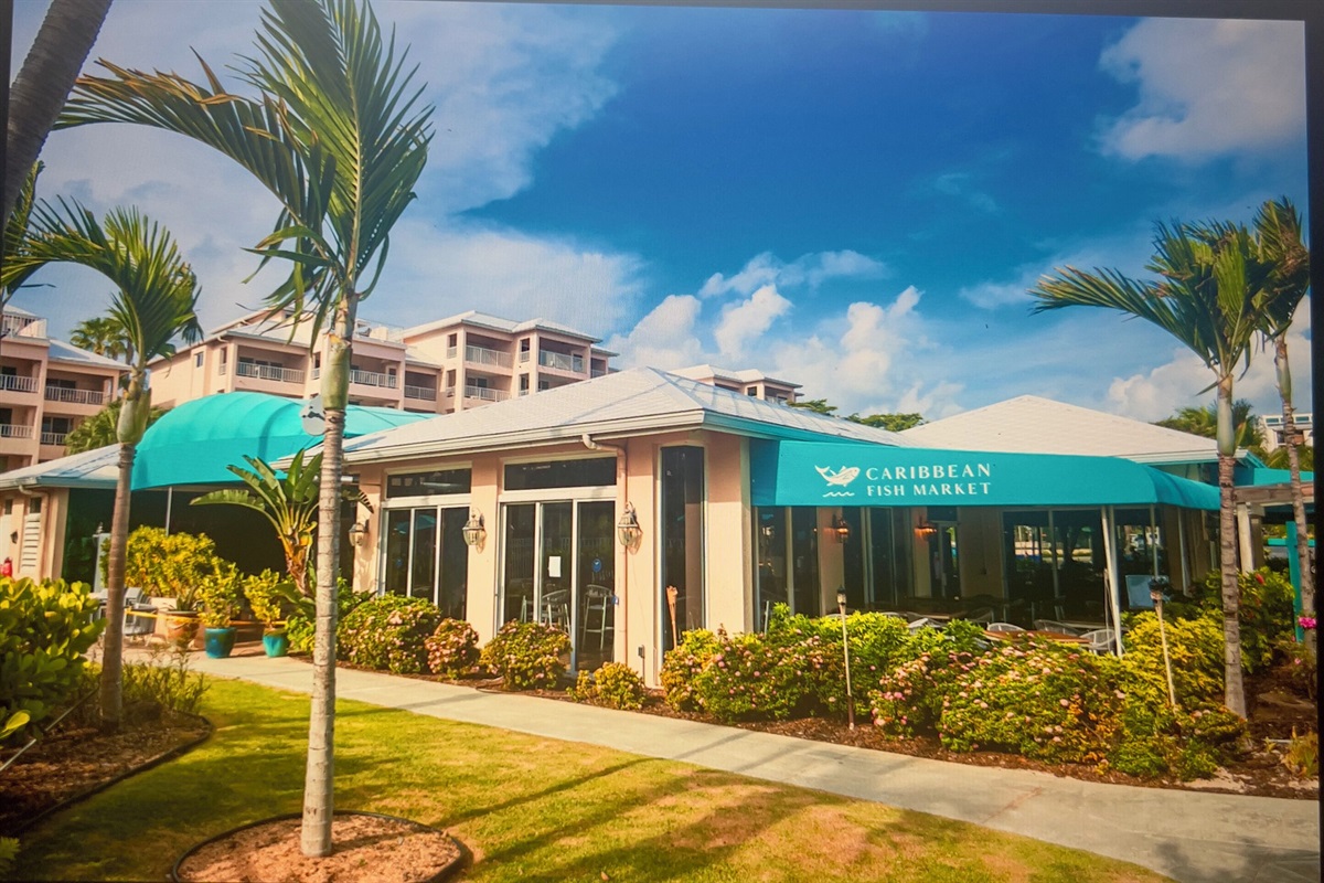 Caribbean Fish Market, is anout a 7 minute walk from the condo!