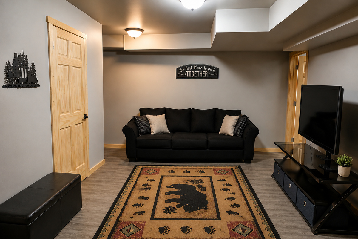 Living room area downstairs.