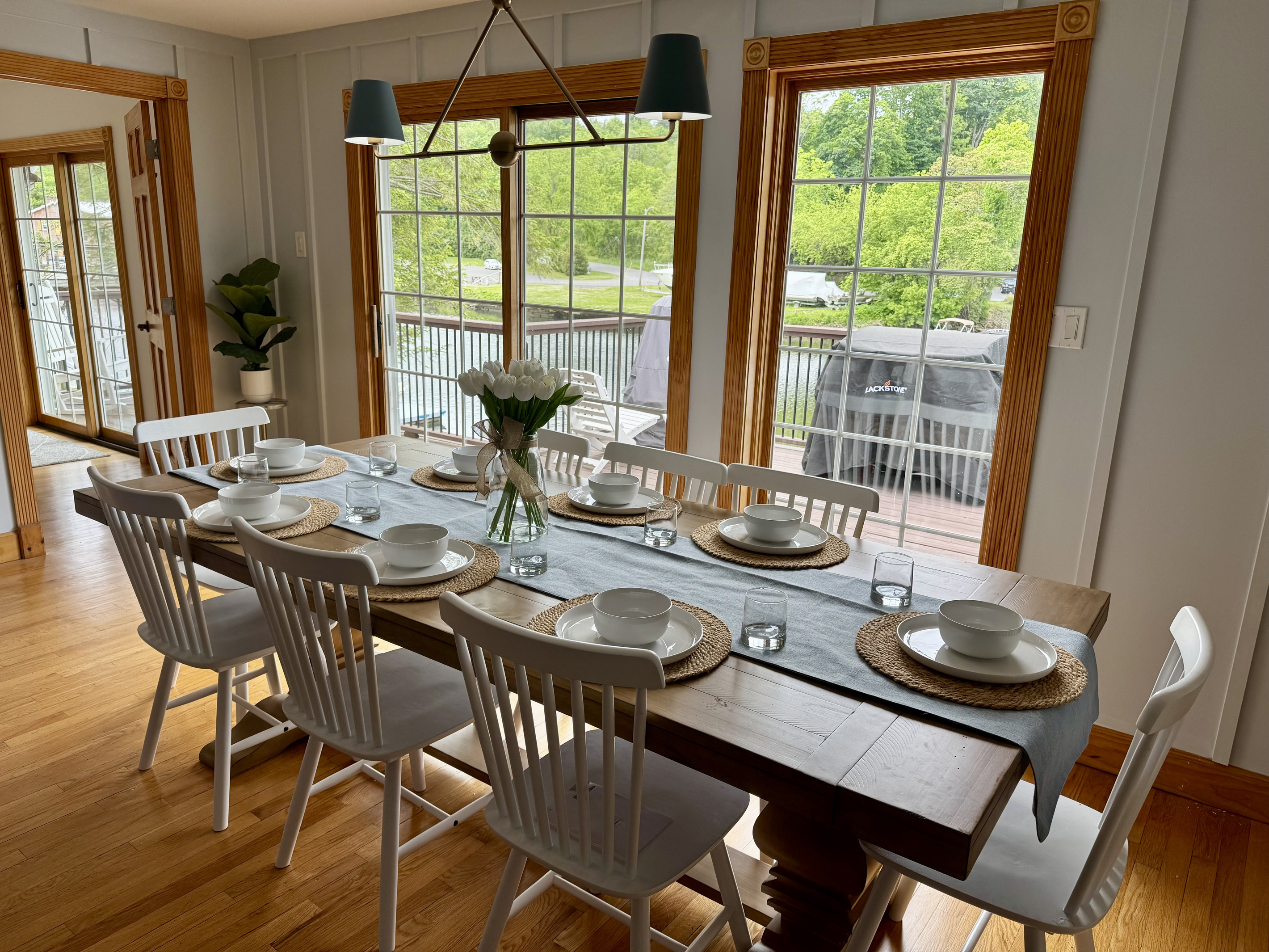 Indoor dining with beautiful waterfront scenery