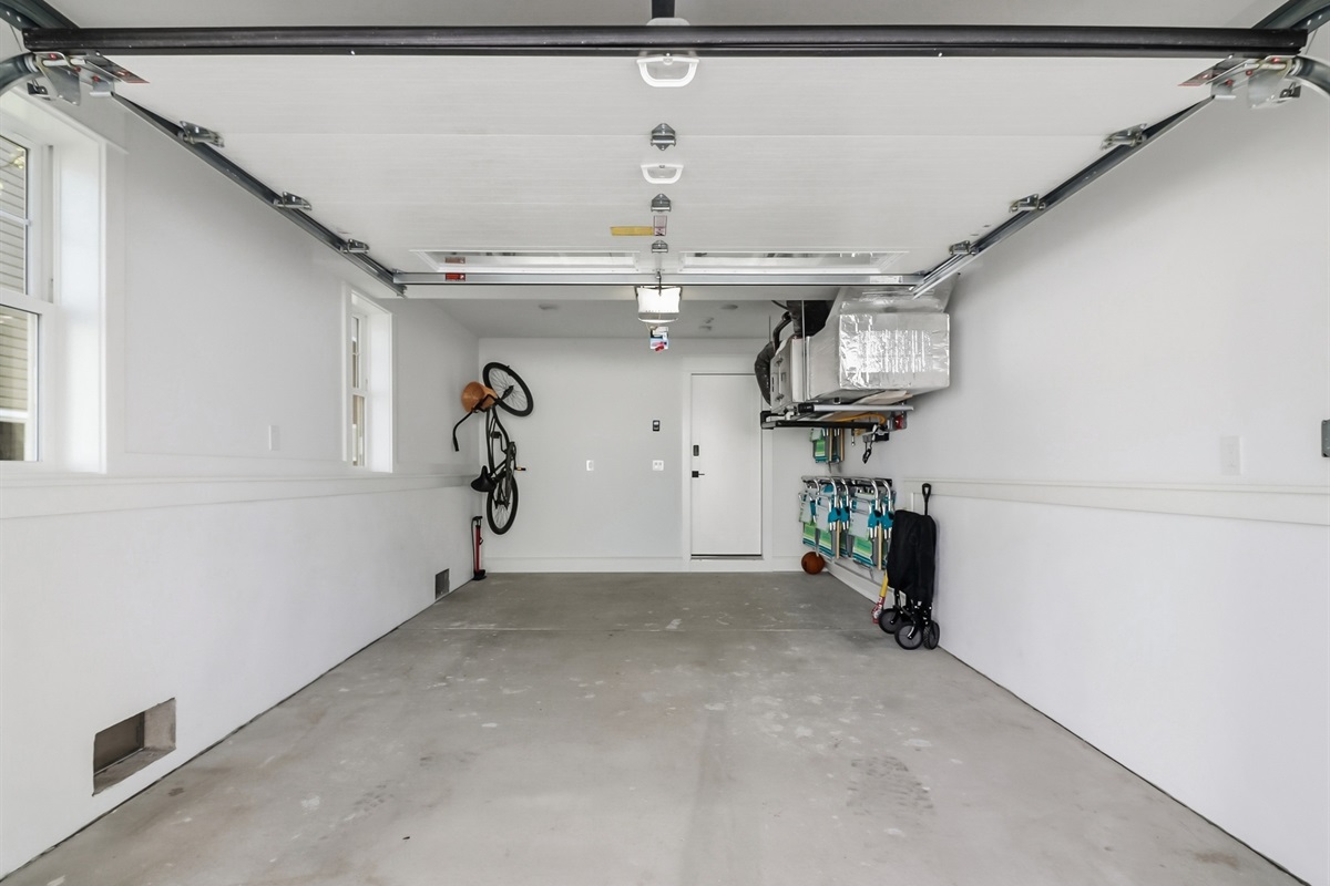 Garage area with beach gear essentials