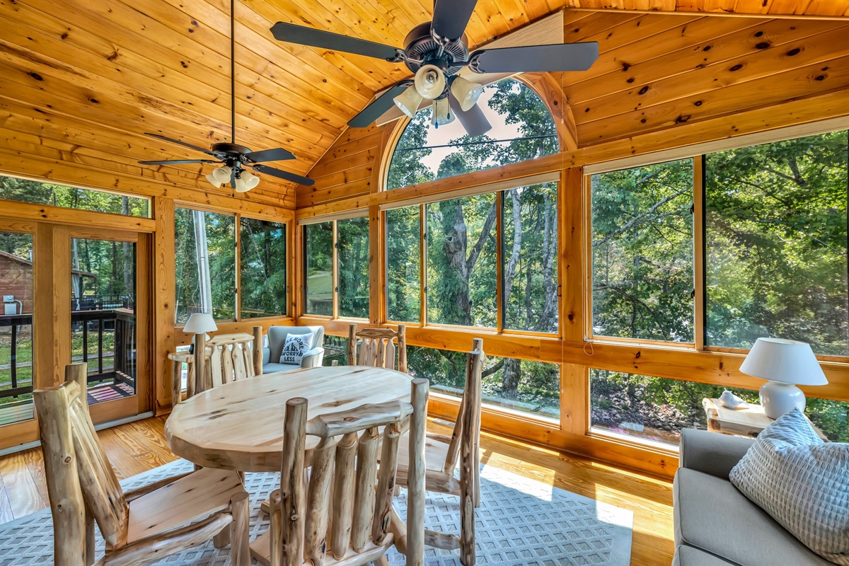 The sunroom with dining
