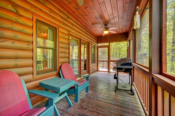 Covered deck with gas grill