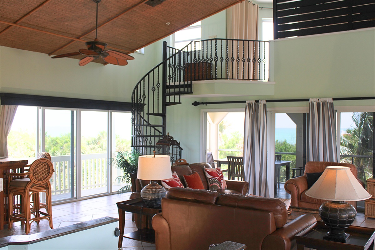 Spiral stairs that lead to the loft