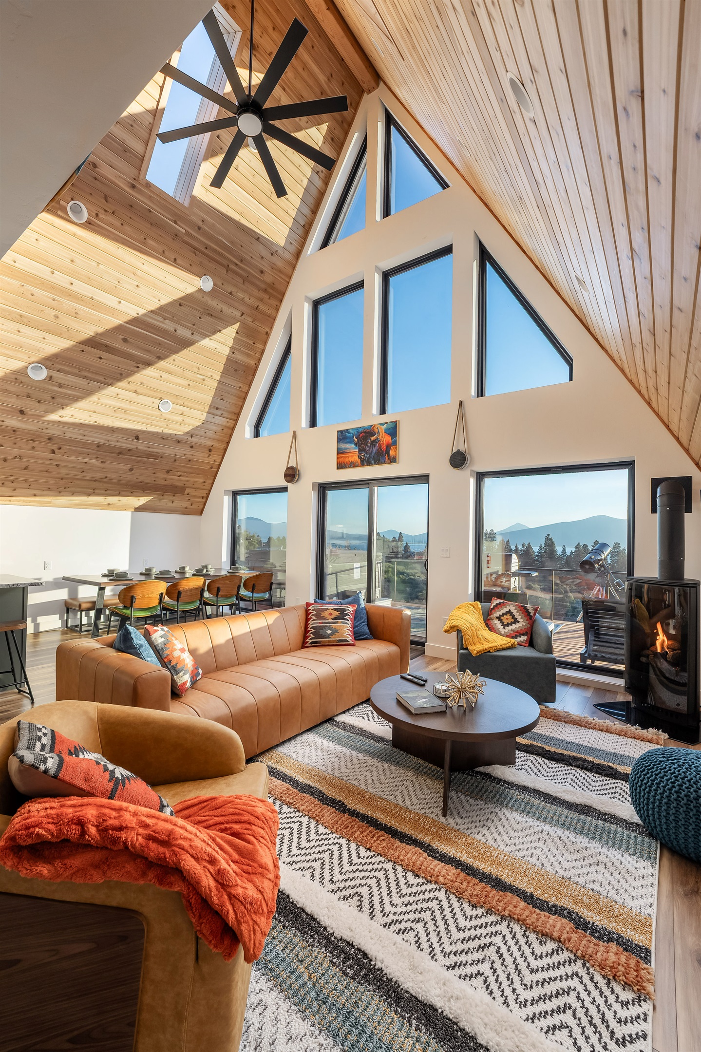 Swivel Chairs and a Sofa to Get Cozy By The Fireplace