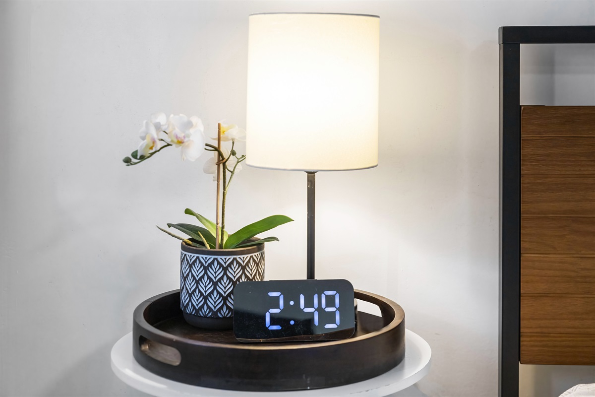 Wind down each night with soft bedside lighting and calming details that make reading or relaxing feel effortless.