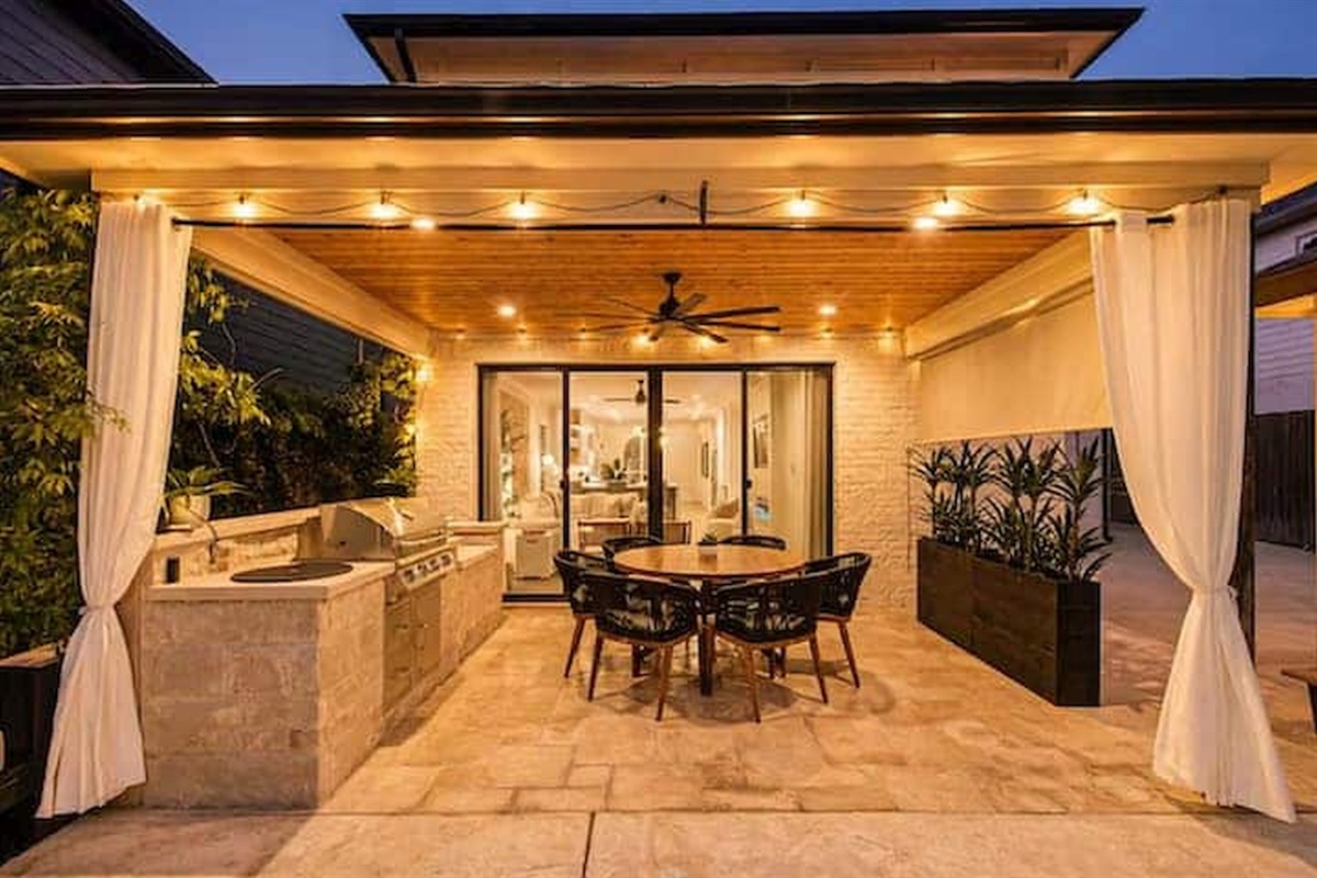 Covered patio perfect for dining and relaxing