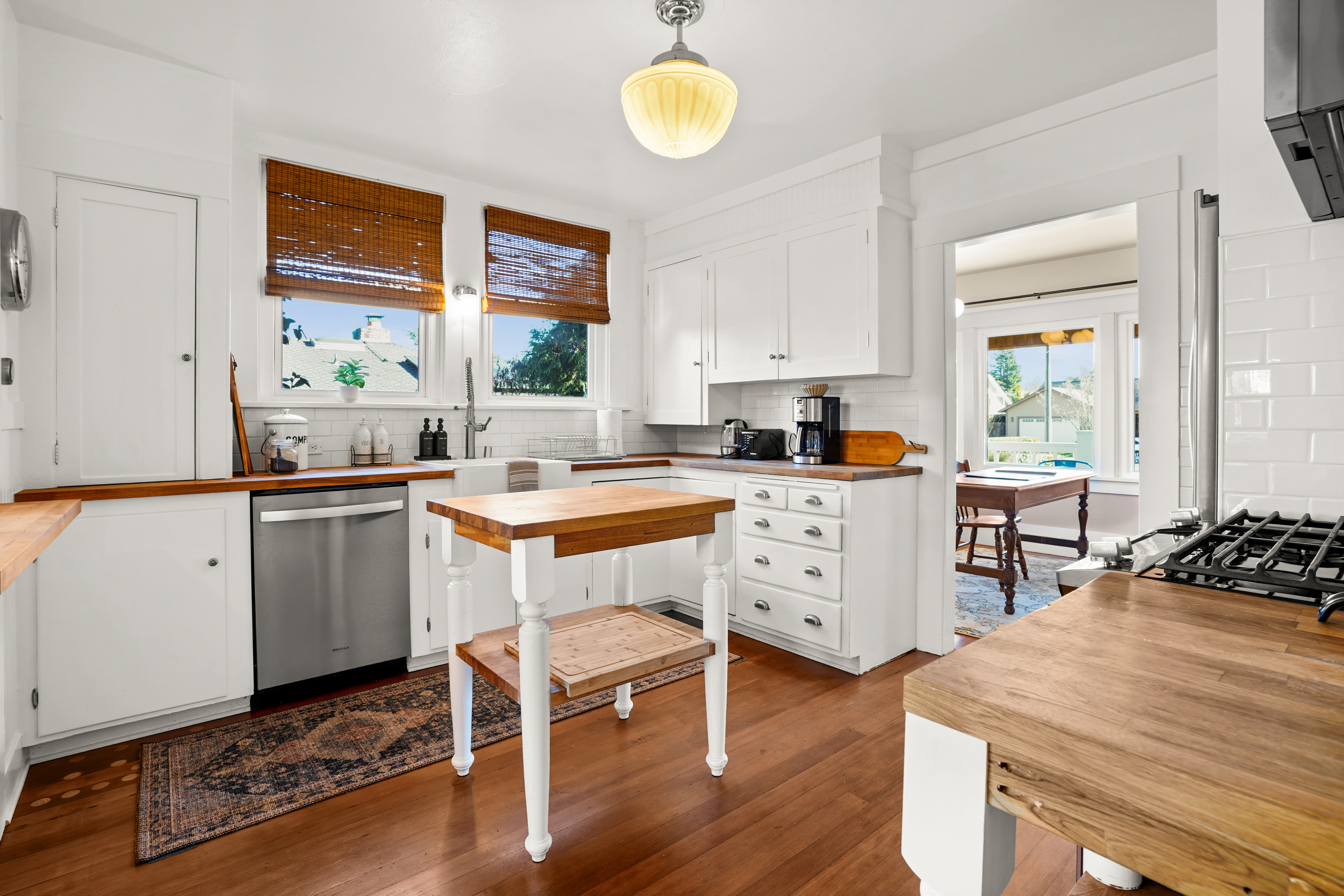 The fully stocked kitchen has everything you need to prepare meals during your stay, including cookware, dishes, utensils, and essential appliances. Whether you're making a quick breakfast or a family dinner, you'll have all the comforts of home.