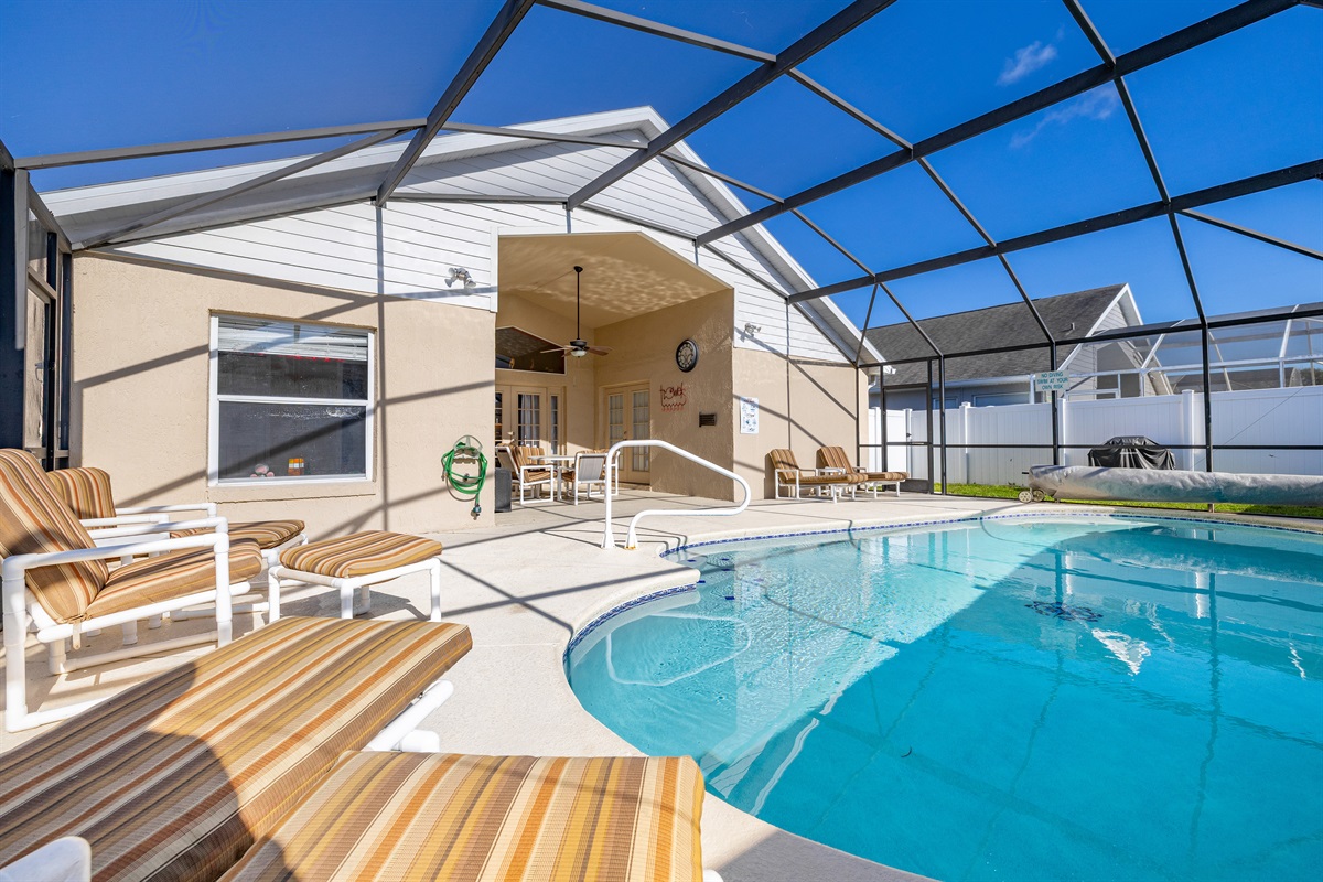 The huge, southern facing pool and sundeck!
