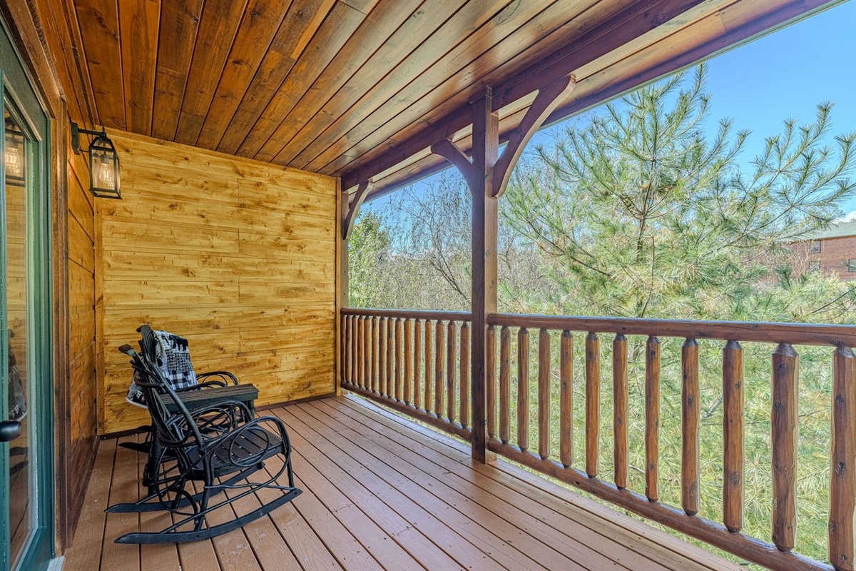 Smoky Mountain views from the decks of The Crown Jewel. Gatlinburg cabin rental near Great Smoky Mountains National Park &mdash; book your group getaway today.