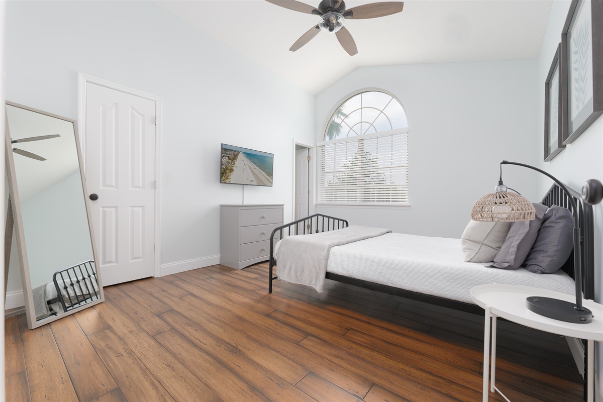 Spacious and serene with plenty of light and its own full bath ensuite