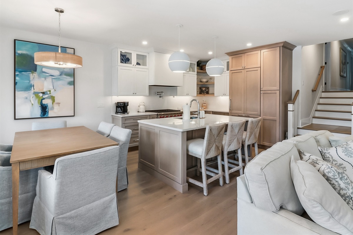 View of dining area and kitchen island 