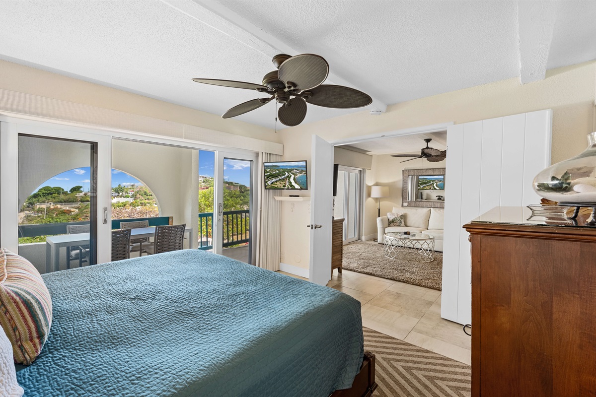 Primary bedroom with balcony access.