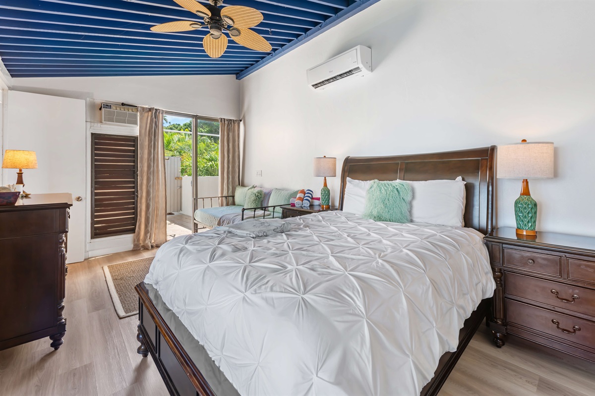 A cozy, stylish haven with plenty of storage and natural light.