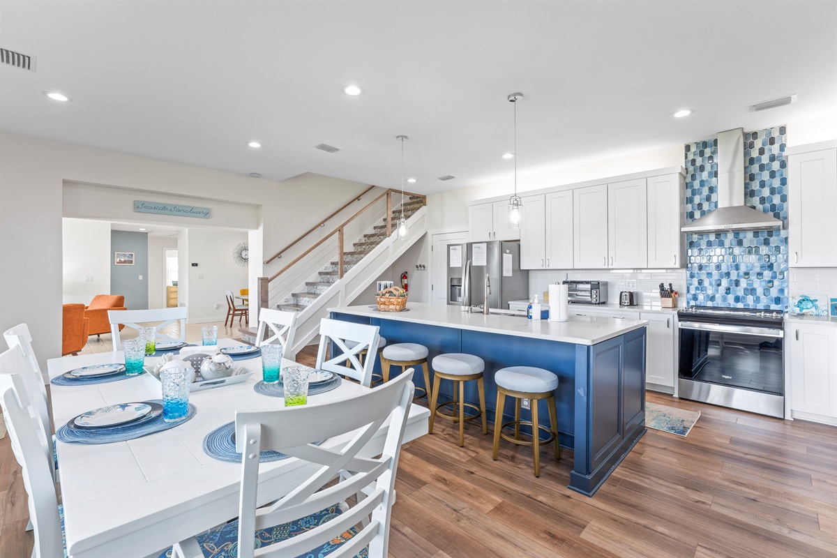 Large open kitchen/dining area