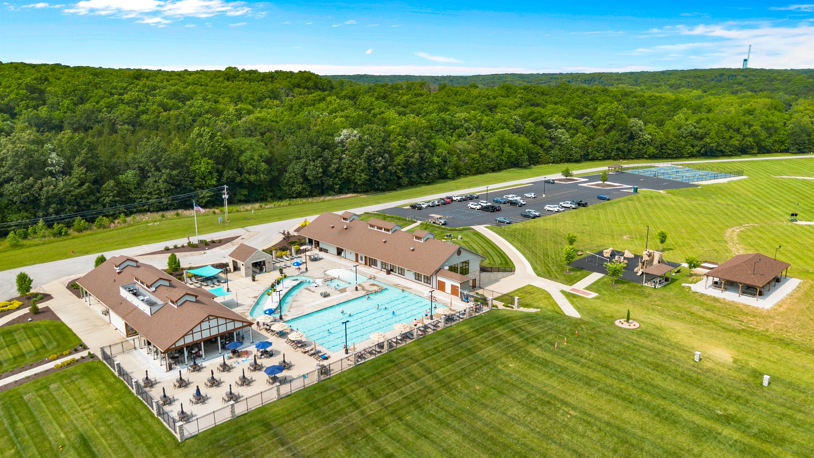 Charrette Creek Pool, playground and pickle ball