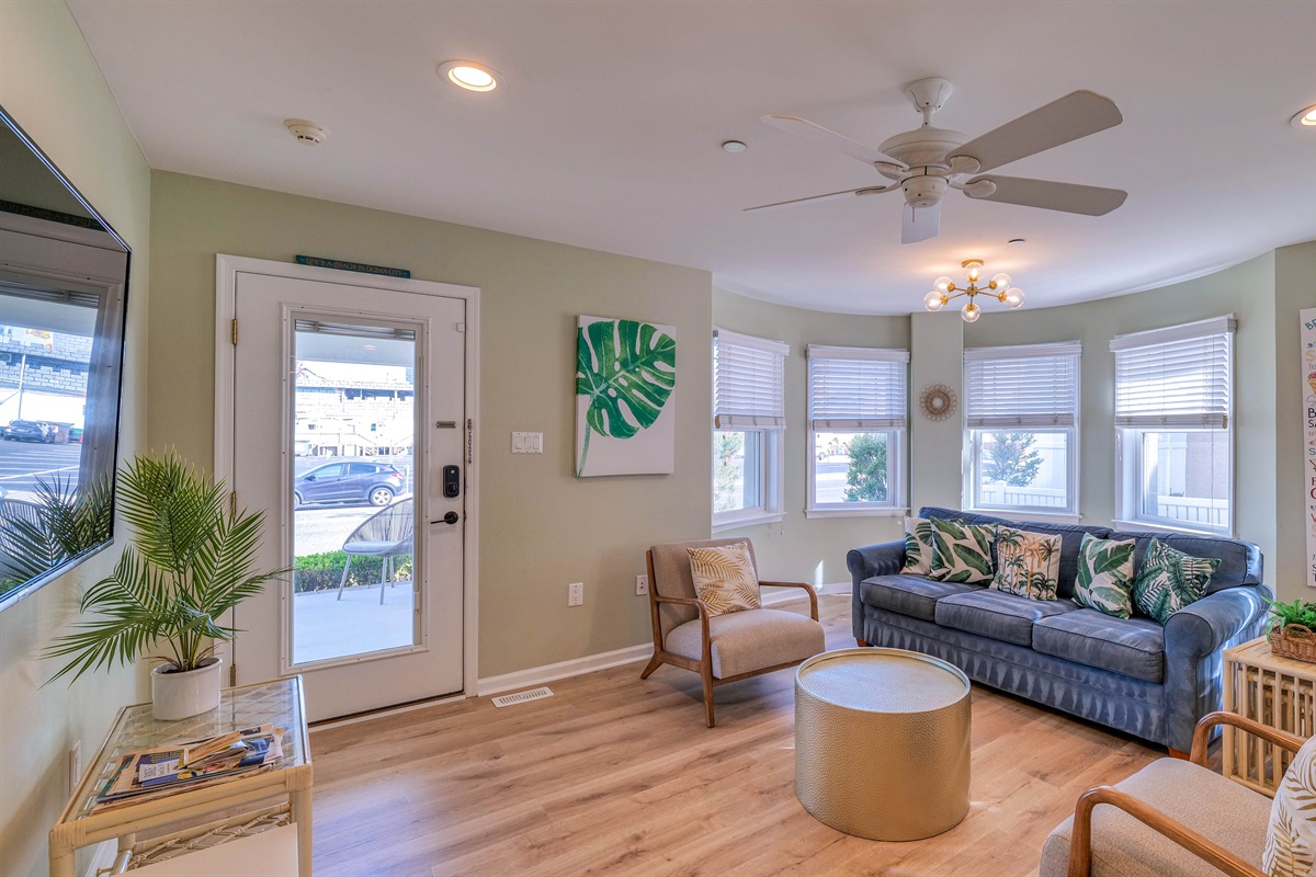 Living room area with lots of seating