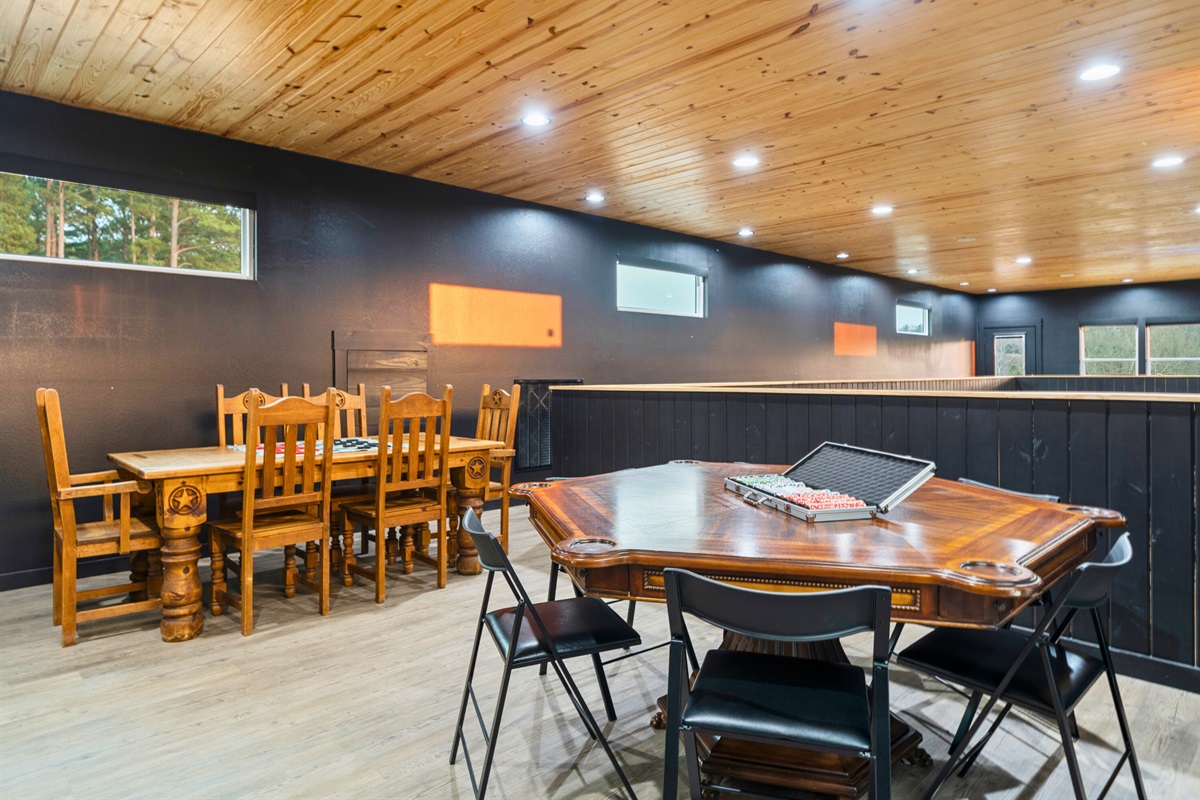 With plenty of room for everyone, this secondary dining area is great for meals, crafts, or board games.
