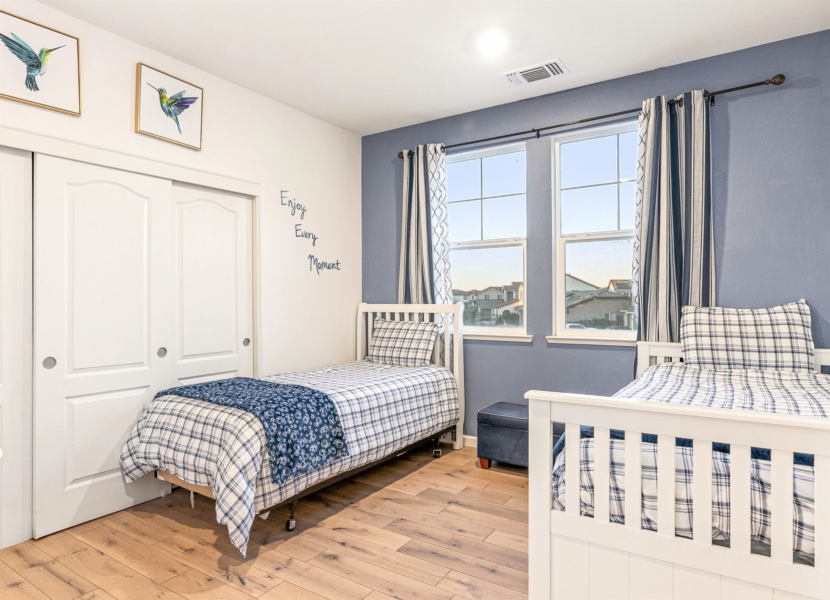 Bright bedroom with simple layout