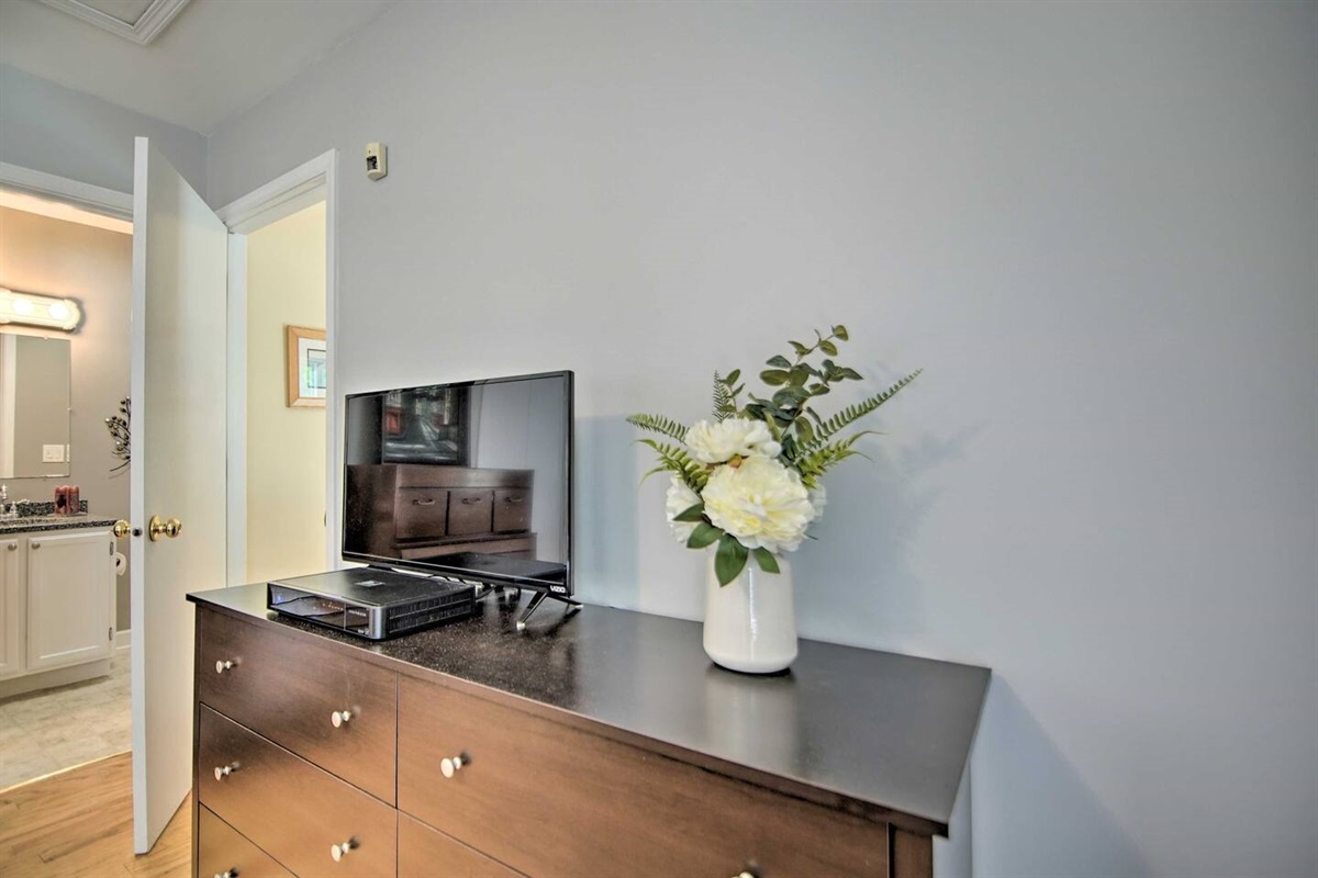 Enjoy the ensuite master bathroom and smart TV with cable for privacy and end of day relaxation in the master bedroom. 