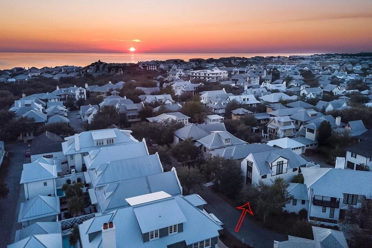 Aerial Sunset Over Home
