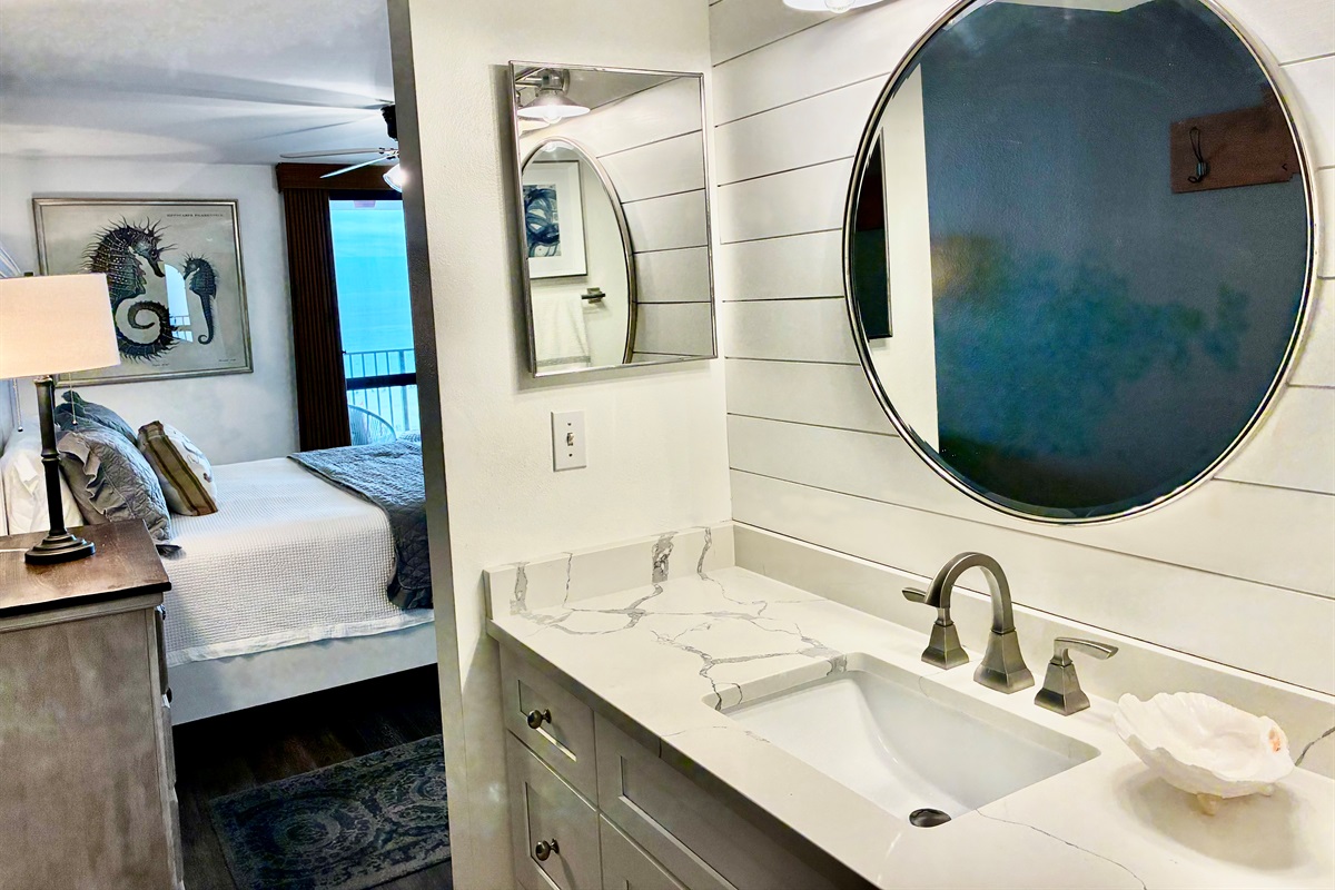 View from master bath looking into the master bedroom.