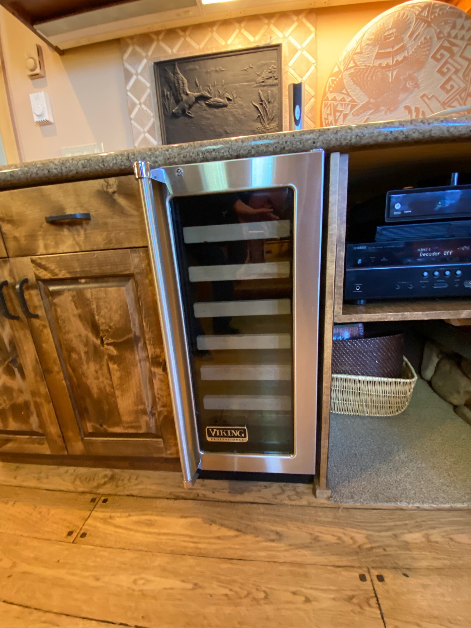Beverage fridge in living area