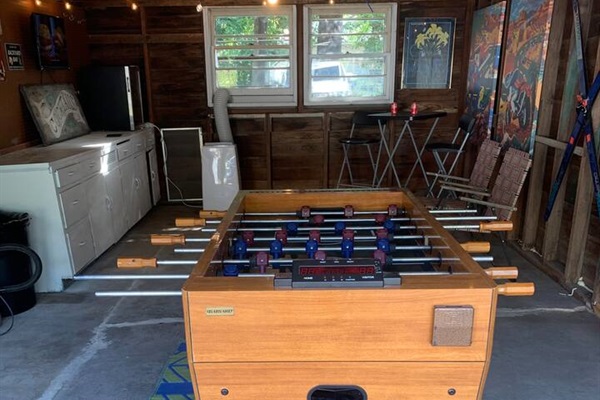 Gameroom in detached garage.