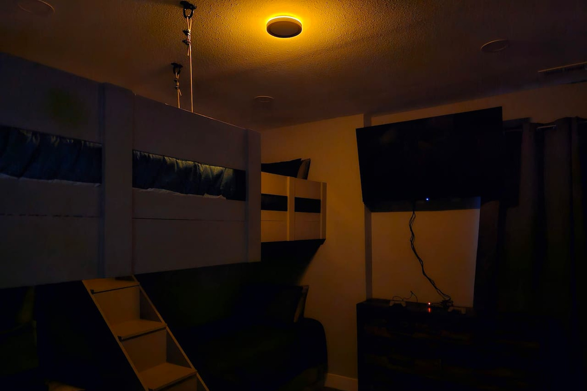 Soft, dimmable nightlight keeps the bunk room gently illuminated - perfect for kids who prefer a little comfort after lights out.