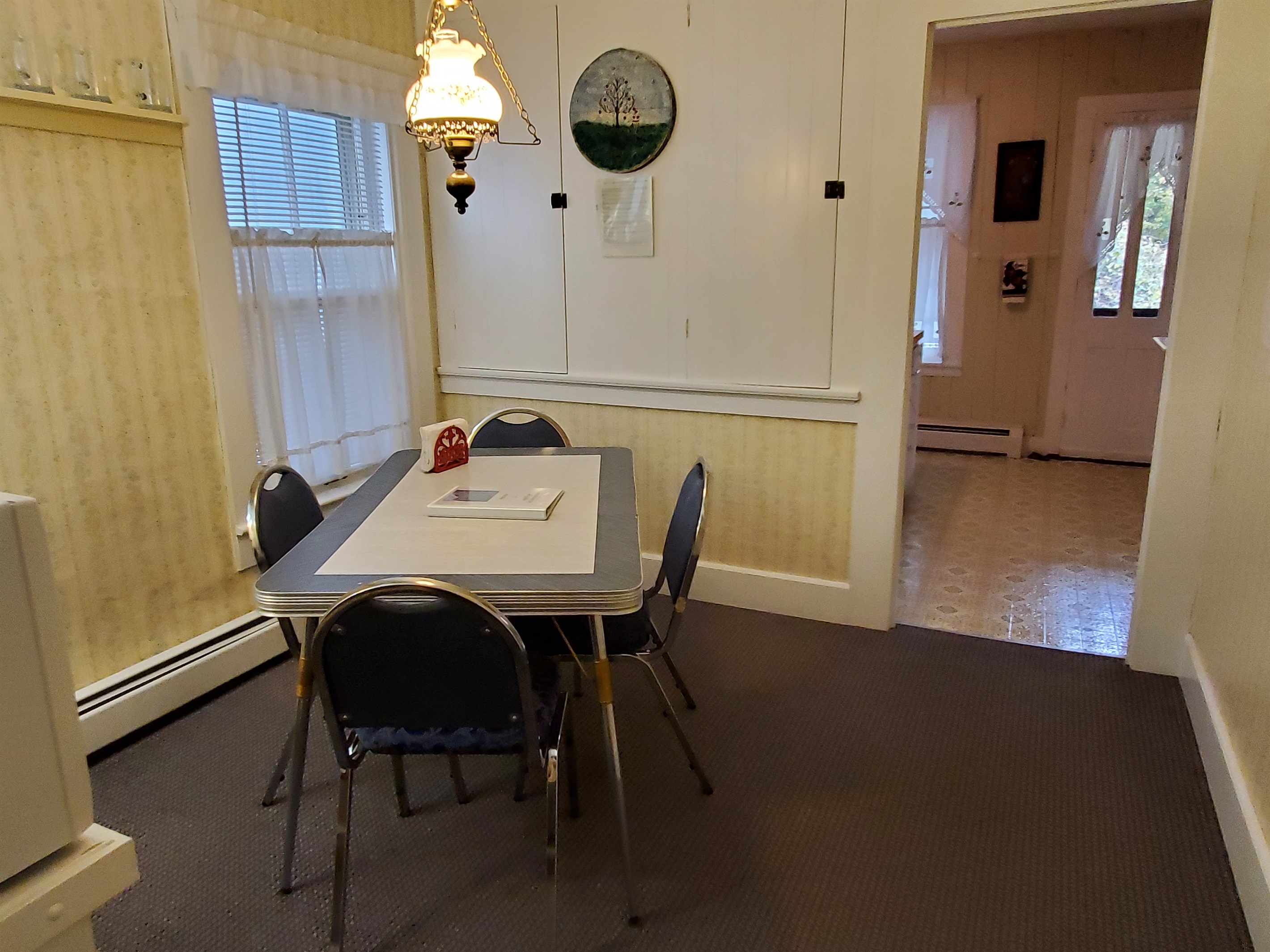 Dining area flows to kitchen