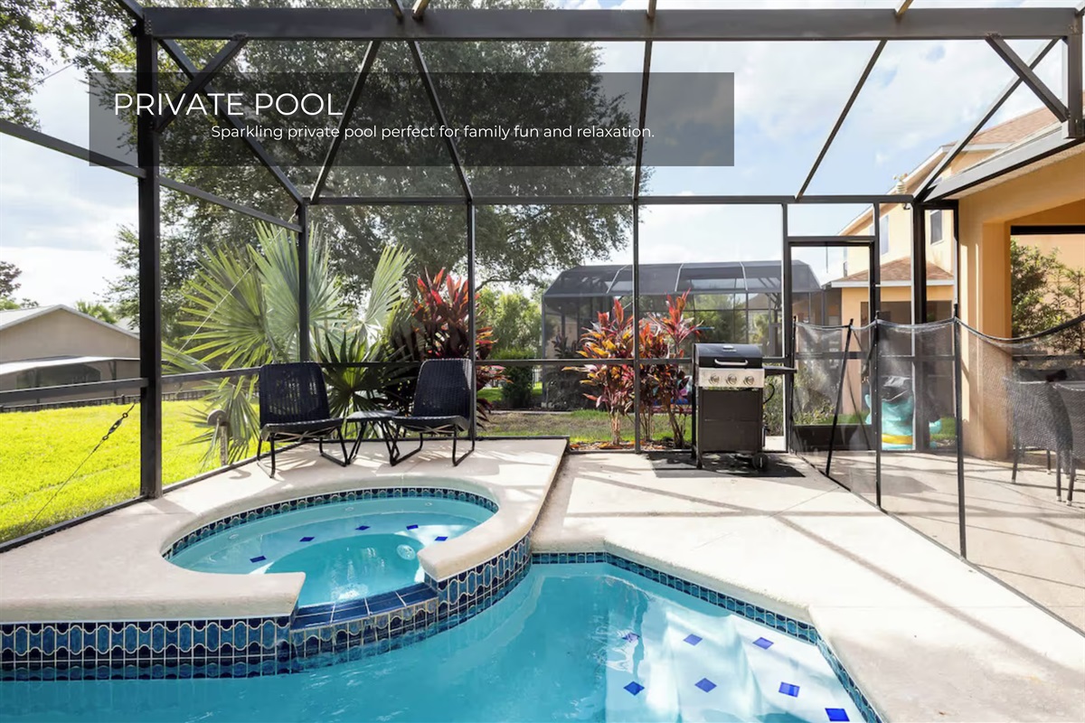 A private pool oasis perfect for fun, fitness, and family time.