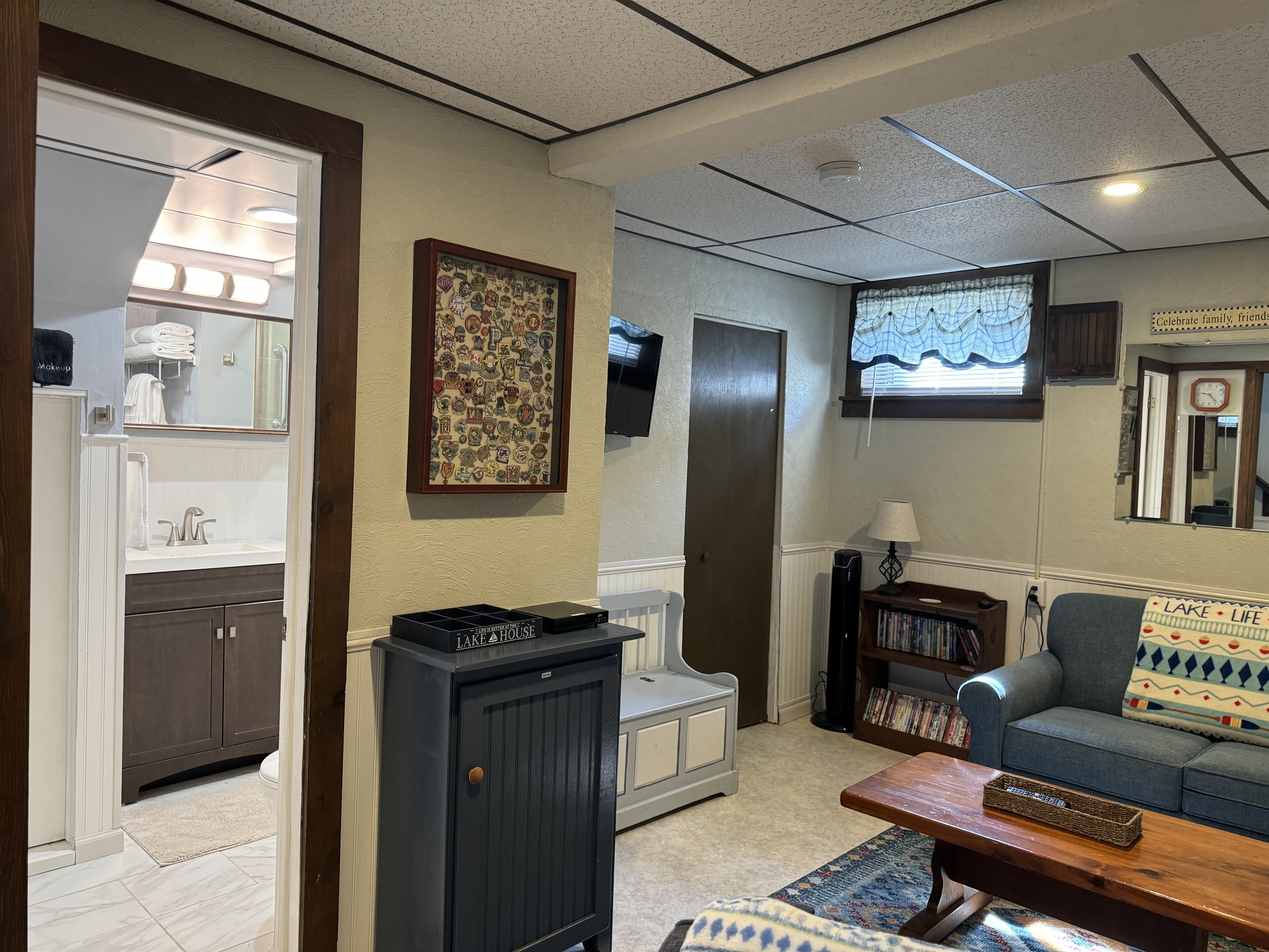 Lower Level Playroom with sleeper sofa