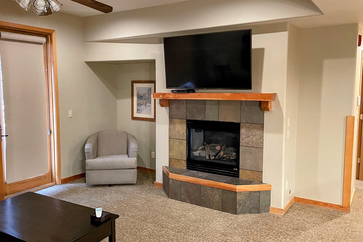 Living with gas fireplace