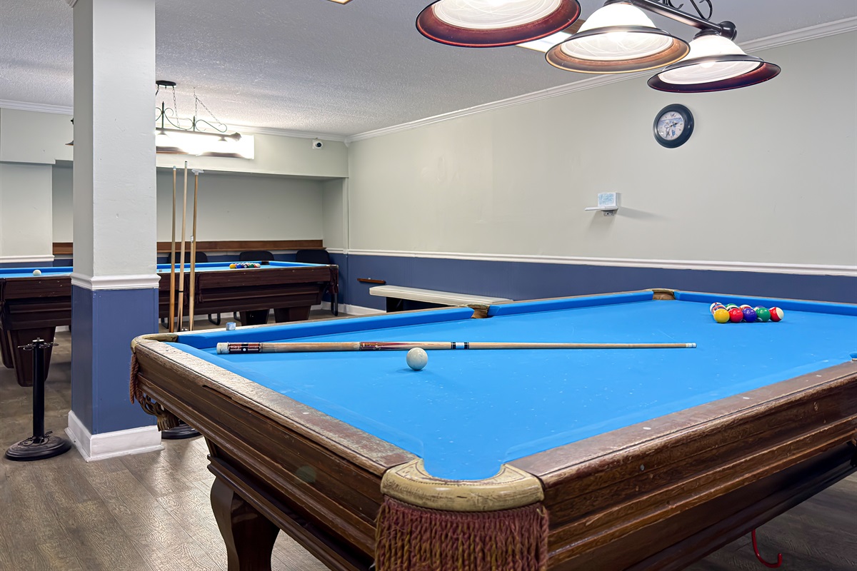 You will find plenty of pool cues and chalk ready for a quick game with friends.